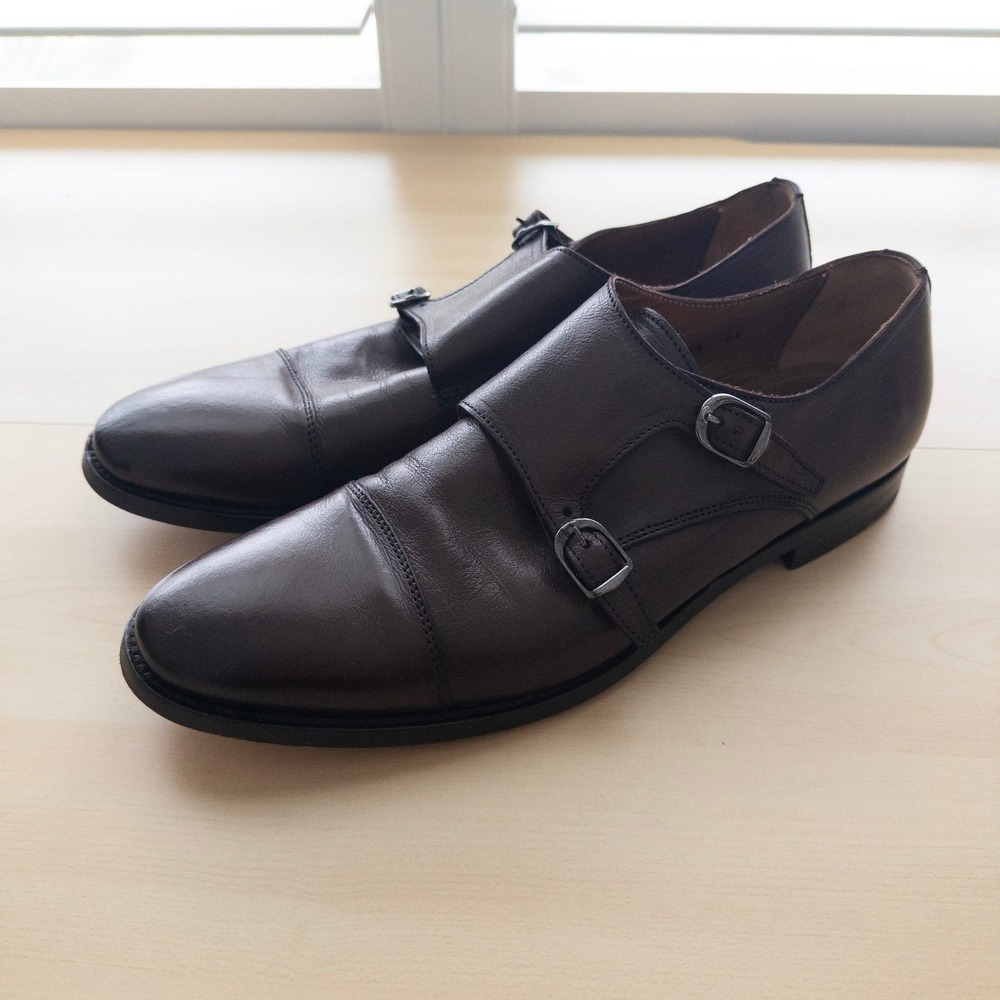 Antonio Maurizi Mens Double Monk Strap Shoes 44 EU Brown Leather Made in Italy